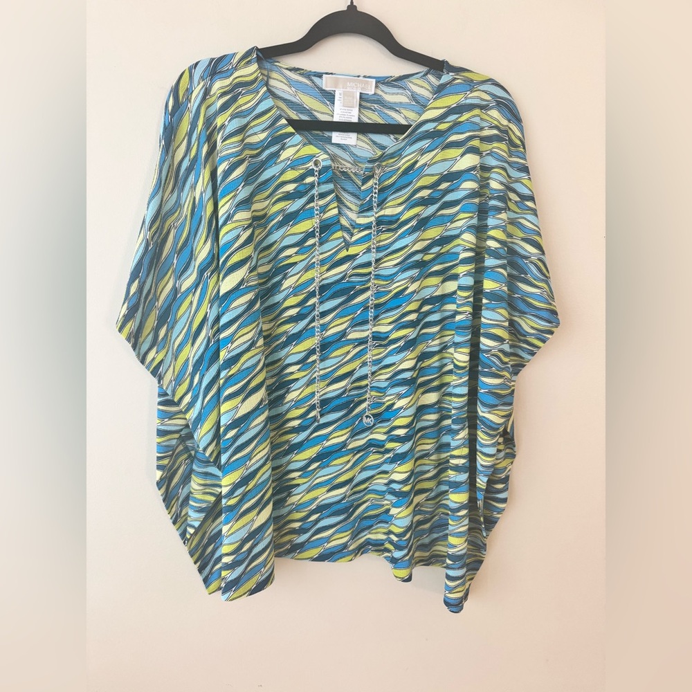 Michael Kors Blue and Lime Green Swim Coverup